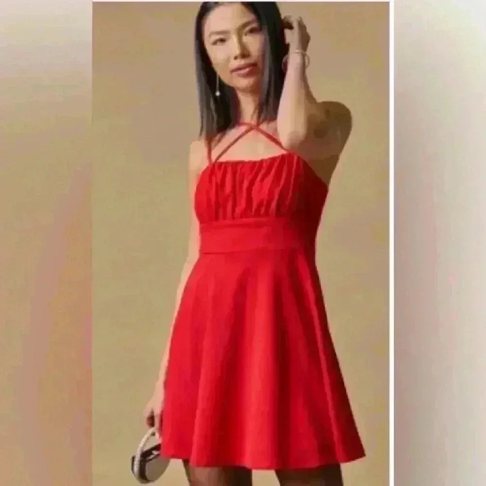 NWT - Jenni Strappy Cross Over Mini Dress -Red - Size Large
